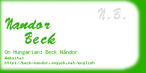 nandor beck business card